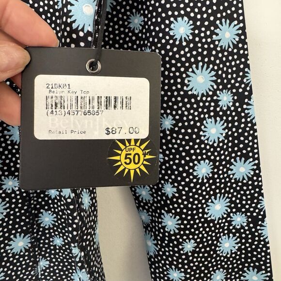 Belyn Key Moonstruck Floral Glacier Long Sleeve Golf Athletic UPF Shirt Medium - Picture 7 of 13